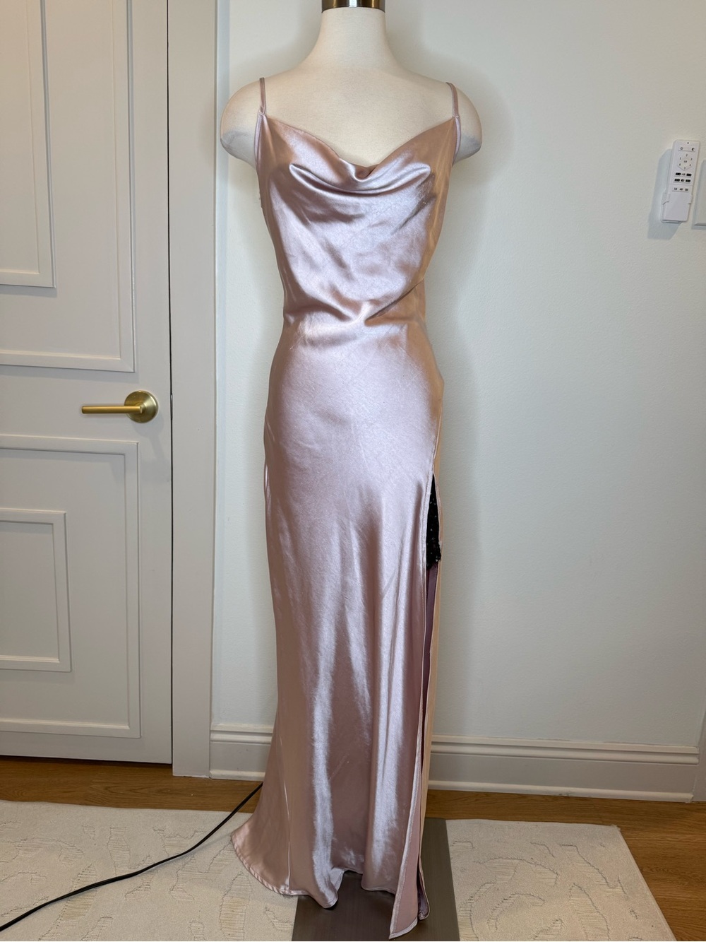 Elegant Satin Cowl Neck Slip Dress - Blush Pink